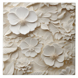 Elegante 3D Floral Relief Fliese