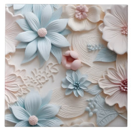 Elegante 3D Floral Relief Fliese