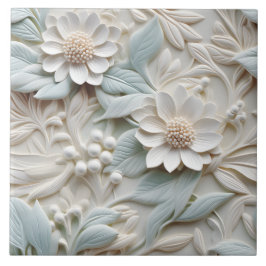 Elegante 3D Floral Relief Fliese