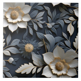 Elegante 3D Floral Relief Fliese