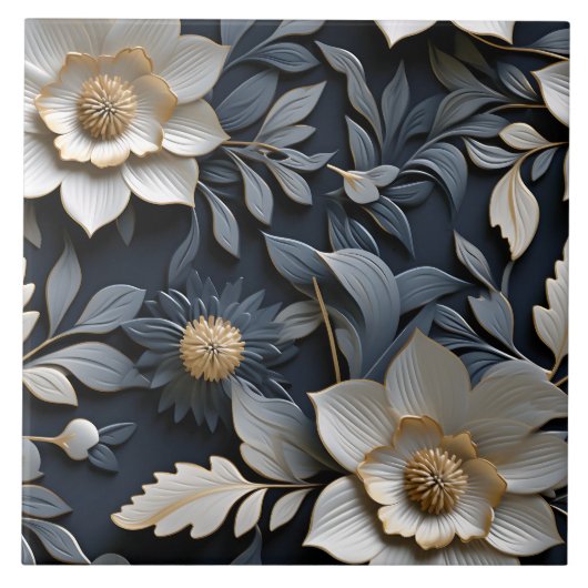 Elegante 3D Floral Relief Fliese (Vorderseite)