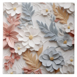 Elegante 3D Floral Relief Fliese