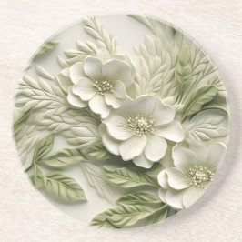 Elegante 3D Floral Relief Getränkeuntersetzer