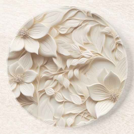 Elegante 3D Floral Relief Getränkeuntersetzer (Vorne)