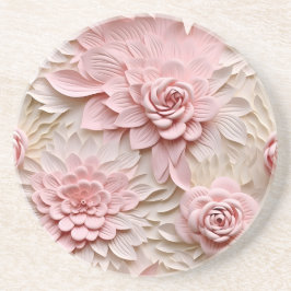 Elegante 3D Floral Relief Getränkeuntersetzer