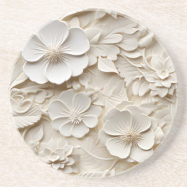 Elegante 3D Floral Relief Getränkeuntersetzer