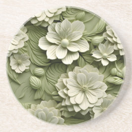 Elegante 3D Floral Relief Getränkeuntersetzer