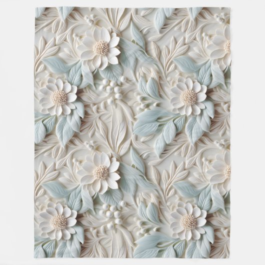 Elegante 3D Floral Relief Pastel Fleecedecke (Vorderseite)