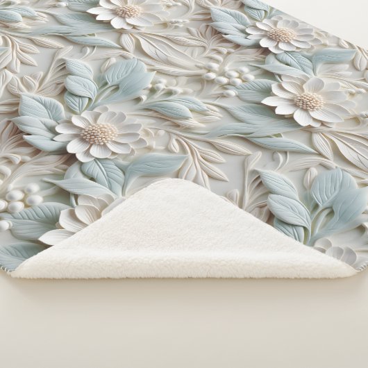 Elegante 3D Floral Relief Pastel Sherpadecke (3/4)