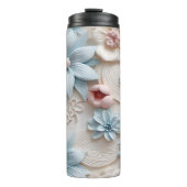 Elegante 3D Floral Relief Thermosbecher (Vorderseite)