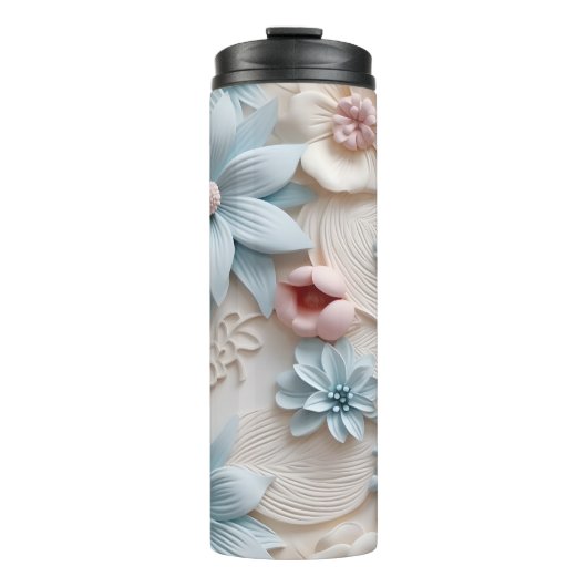 Elegante 3D Floral Relief Thermosbecher (Vorderseite)