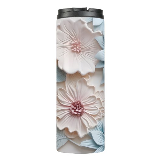 Elegante 3D Floral Relief Thermosbecher (Rückseite)