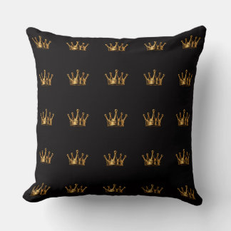Elegante 3D goldene Krone auf Schwarz Kissen