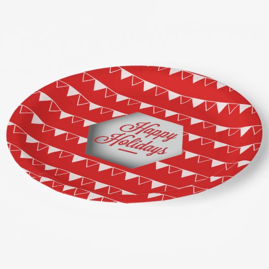 Elegante 3D Happy Holidays Pappteller (Schrägansicht)