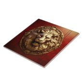 Elegante 3D Löwenmaske an der Keramik Rote Mauer T Fliese (Seite)