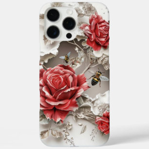 Elegante 3D-Rose, Bienen und botanische Schönheit iPhone 16 Pro Max Hülle