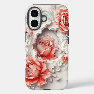 Elegante 3D-Rose, Bienen und botanische Schönheit iPhone 16 Hülle