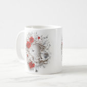 Elegante 3D-Rose, Bienen und botanische Schönheit Kaffeetasse (Vorderseite Links)