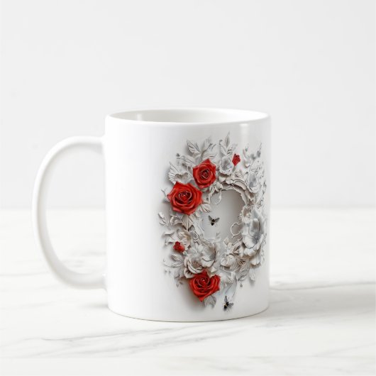 Elegante 3D-Rose, Bienen und botanische Schönheit Kaffeetasse (Links)