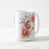 Elegante 3D-Rose, Bienen und botanische Schönheit Kaffeetasse (VorderseiteRechts)