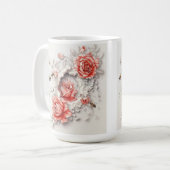 Elegante 3D-Rose, Bienen und botanische Schönheit Kaffeetasse (Vorderseite Links)