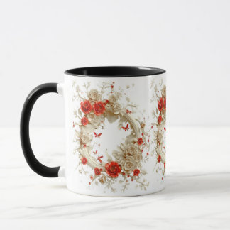 Elegante 3D-Rose, Bienen und botanische Schönheit Tasse