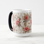 Elegante 3D-Rose, Bienen und botanische Schönheit Verwandlungstasse (Vorderseite Links)