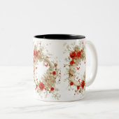 Elegante 3D-Rose, Bienen und botanische Schönheit Zweifarbige Tasse (VorderseiteRechts)