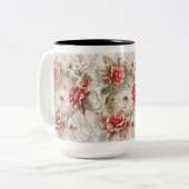 Elegante 3D-Rose, Bienen und botanische Schönheit Zweifarbige Tasse (Vorderseite Links)