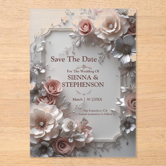 Elegante, 3D-Save the Date Einladung (Vorderseite)
