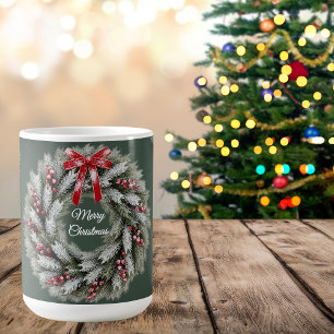 Elegante 3D-Tannenbäume & Zapfen Weihnachtskarte Kaffeetasse