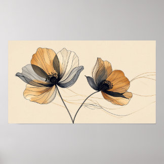 Elegante 3D weiße florale Basrelief-Skulptur auf M Poster