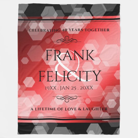 Elegante 40. 80. Ruby Wedding Anniversary Fleece (Vorderseite)