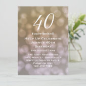 Elegante 40. Geburtstagseinladung für sie Einladung (Stehend Vorderseite)