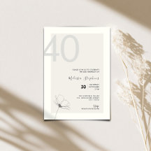 Elegante 40. Geburtstagseinladung - Minimalistisch