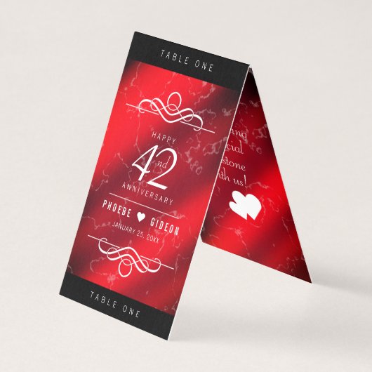 Elegante 42. Jasper Wedding Anniversary Table Card (Rückseite)