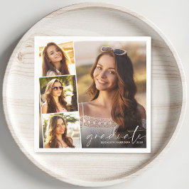 Elegante 4 Foto Collage Graduation Party Serviette