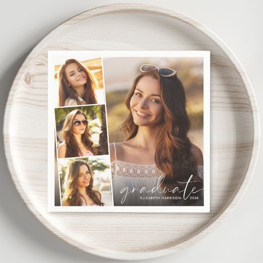 Elegante 4 Foto Collage Graduation Party Serviette