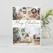 Elegante 4 Foto Collage Weihnachtskarte Einladung (Stehend Vorderseite)