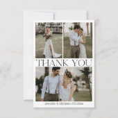 elegante 4 Fotos Collage Moderne Hochzeit Dankeskarte (Vorderseite)