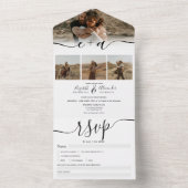 Elegante 4 Fotos Schwarz-weiß moderne Hochzeit All In One Einladung (Innen Boden)