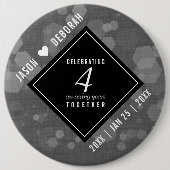 Elegante 4. Linen Hochzeitsfeier Button (Vorderseite)