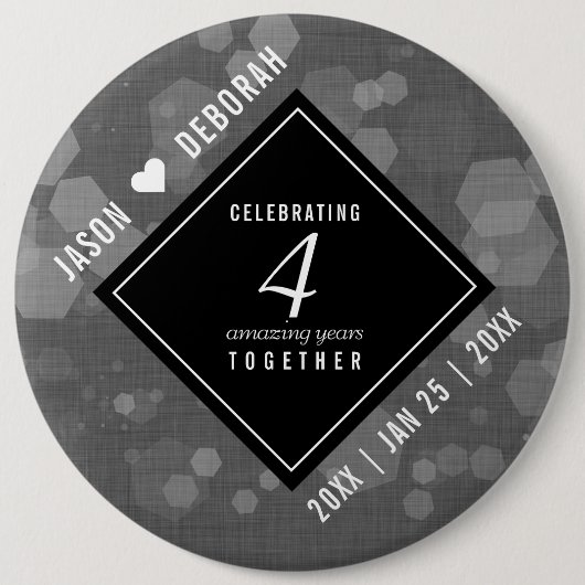 Elegante 4. Linen Hochzeitsfeier Button (Vorderseite)