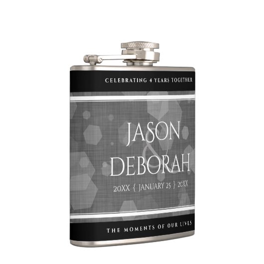 Elegante 4. Linen Hochzeitsfeier Flachmann (Rechts)