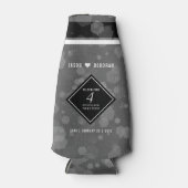 Elegante 4. Linen Hochzeitsfeier Flaschenkühler (Vorderseite)