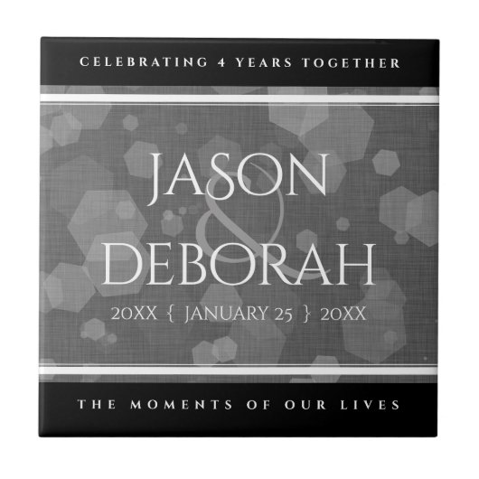 Elegante 4. Linen Hochzeitsfeier Fliese (Vorderseite)