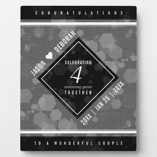 Elegante 4. Linen Hochzeitsfeier Fotoplatte (Vorderseite)