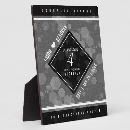 Elegante 4. Linen Hochzeitsfeier Fotoplatte (Seite)