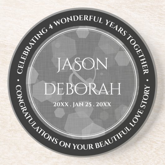 Elegante 4. Linen Hochzeitsfeier Getränkeuntersetzer (Vorne)