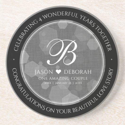 Elegante 4. Linen Hochzeitsfeier Getränkeuntersetzer (Vorne)